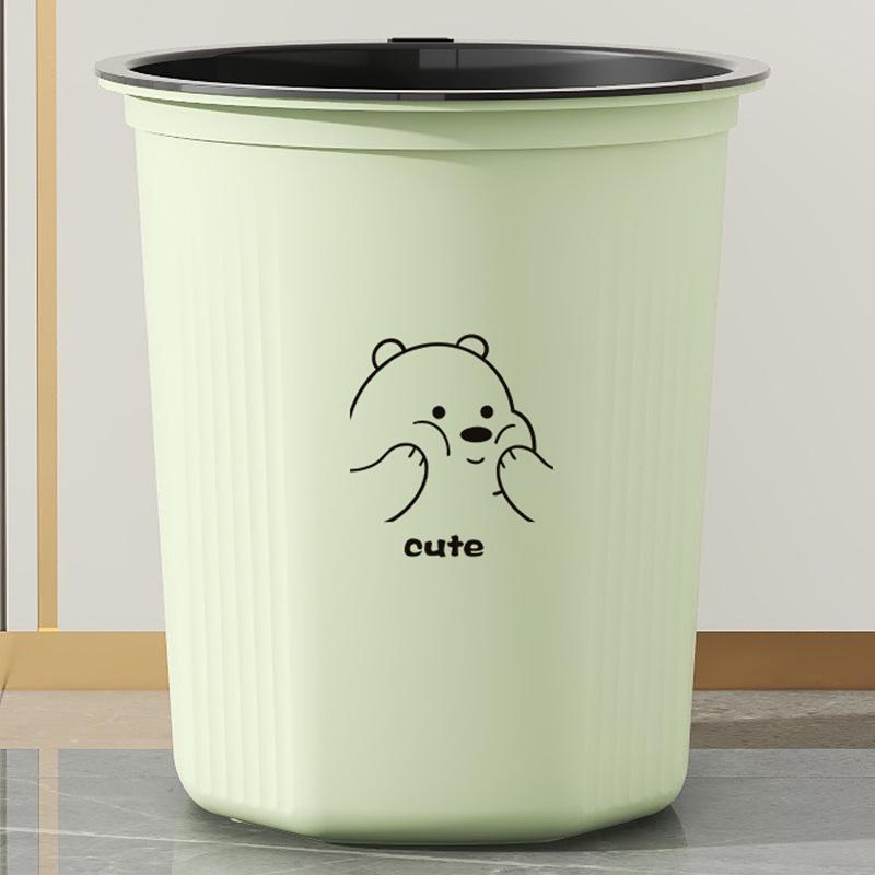 Cartoon Open-Top Trash Can with Rim for Kitchen, Living Room, Bathroom, Dorm - Large Storage Paper Basket