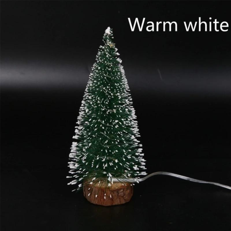 1pc LED Light Mini Artificial Christmas Trees Decorations  Festival Tabletop Miniature Snow Frost Xmas Tree Decor 4Sizes