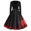 Women's Casual Fashion Halloween Printed V-Neck Vintage Dress