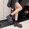 Retro Heightening Platform Small Leather Shoes Women's Autumn New Models with Skirts Single Shoes Tide