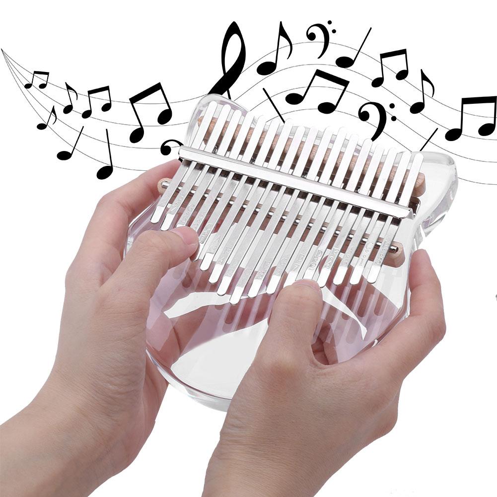 17‑Key Kalimba Thumb Keyboard Instrument with Bag and Tuning Hammer Musical Instrument GiftTransparent