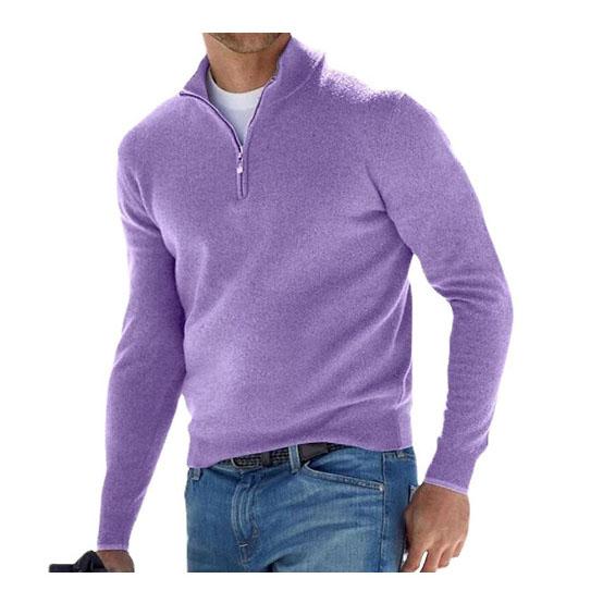 

Men s Long Sleeve Base Shirt Style Thickened Cashmere Neck Pure Color Casual Comfortable Breathable Autumn Winter Top XXXXXL світло-фіолетового кольору