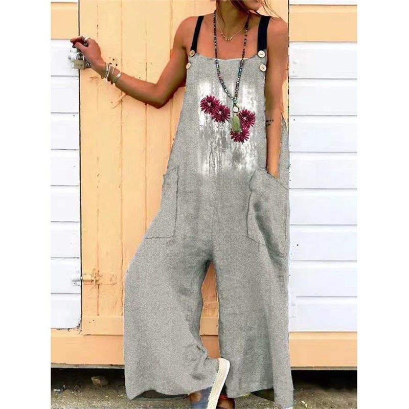 

Casual Women Overalls Ladies Pants Jumpsuits Loose Suspender Grey collection plus purchase priority delivery S