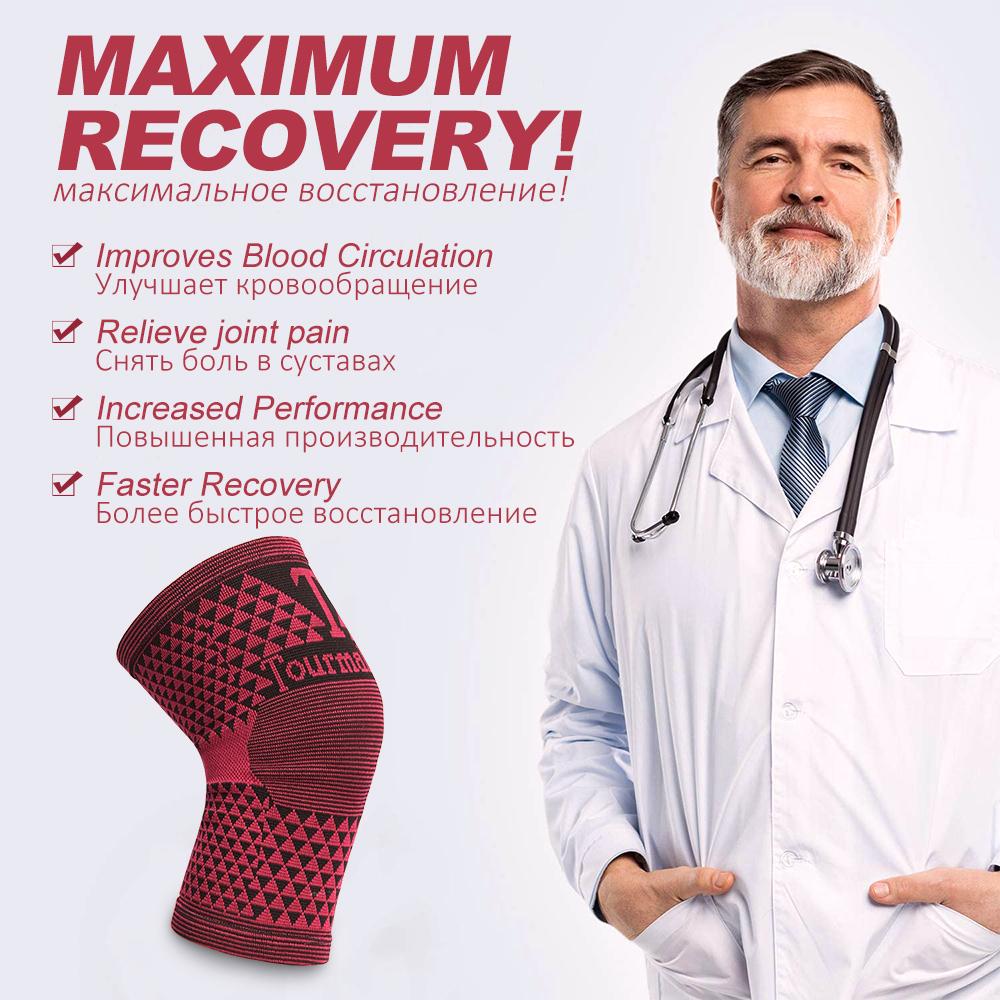 Bracetop 2Pcs Tourmaline Knee Pad Magnetic Therapy Knee Brace Support Far Infrared Health Leg Sleeve Relieve Arthritis Join Pain