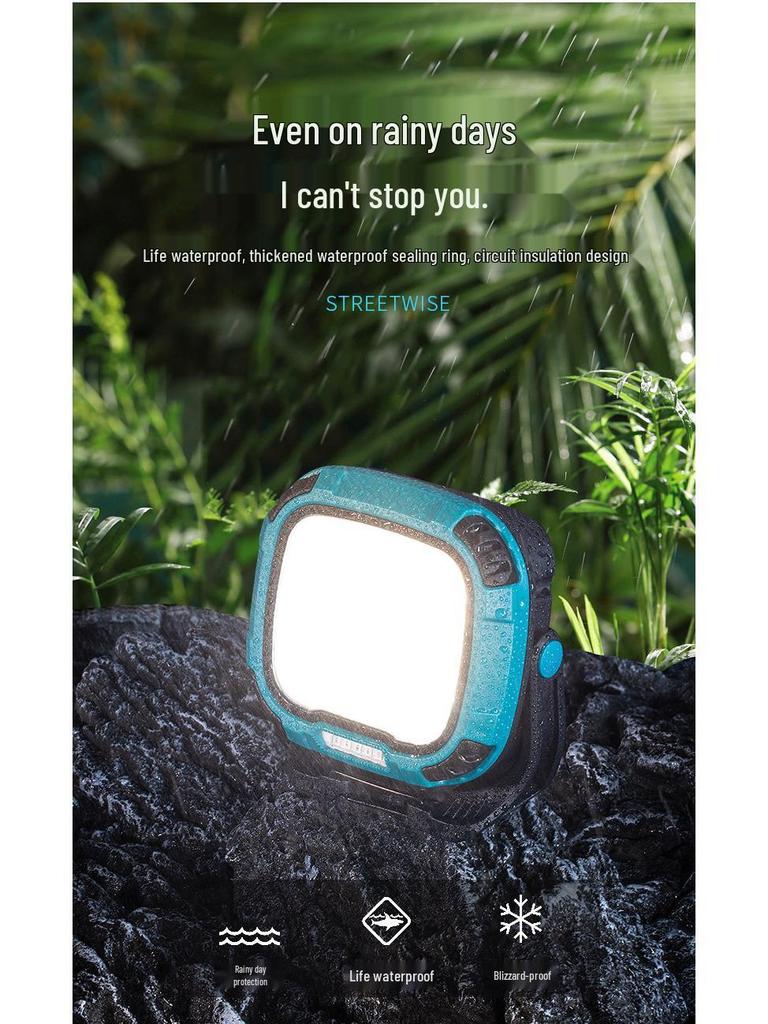 Multifunctional LED Floodlight: Emergency Camping Light with Long Battery Life and Magnetic COB Work Light