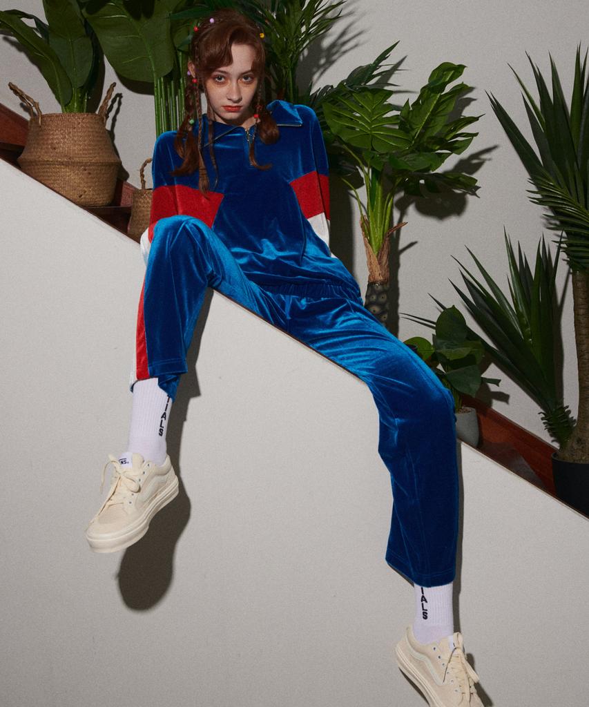 FANGOH Tempo-Velvet Track Pants Blue