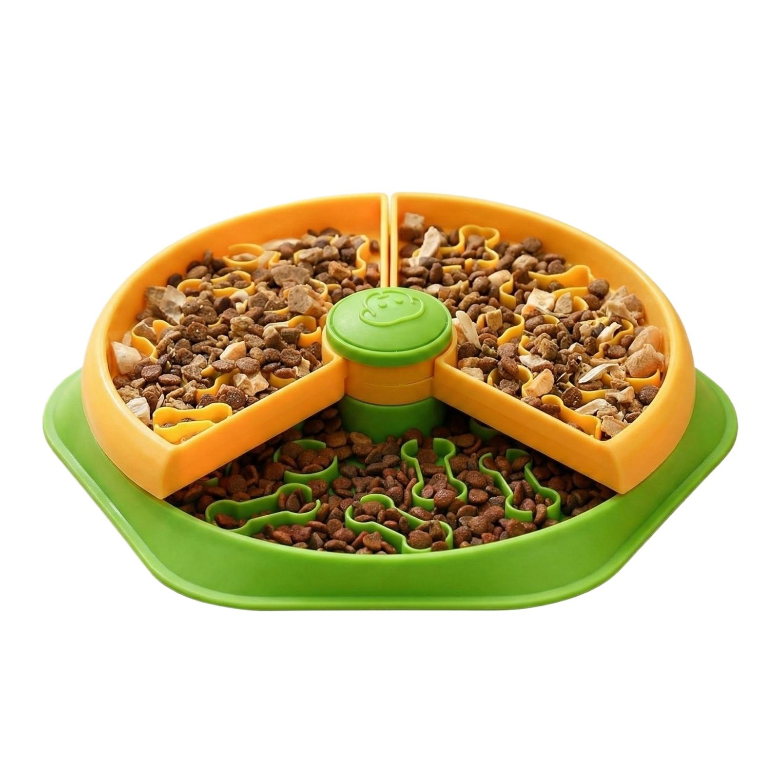 

Pet Slow Feeder Bowl with Rotating Layers Interactive Puzzle Dog Cat Food Dispenser Adjustable Portion Feeding Training Tool One Size