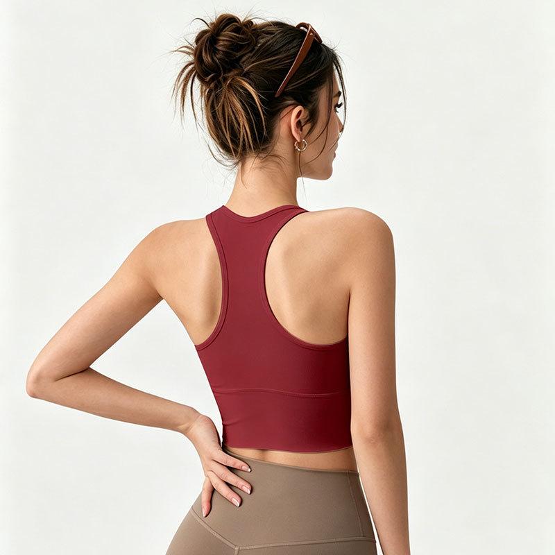 Medium and high-intensity sports underwear women's I-shaped back shock-proof belt chest pad professional Pilates training yoga vest top
