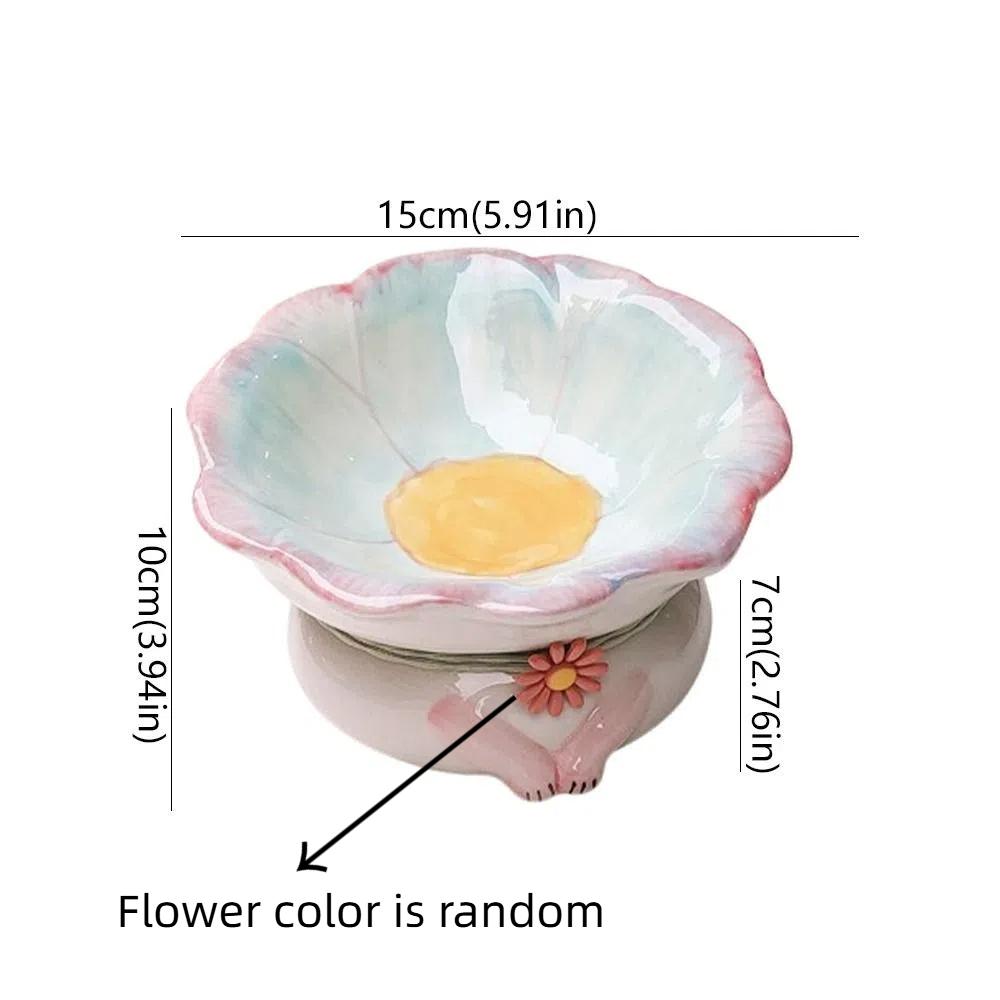 Flower Shaped Cat Food Bowl Anti Tipping Neck Protection Bowl Pet Drinking Bowl  Multi-Pet