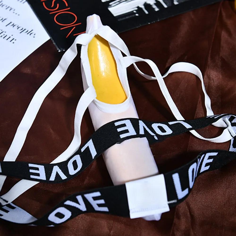 Oily Penis Upturn Sheath Jockstrap Men Buttocks Hollow Thong Gay Funny Underpant Backless Underwear Sexy Temptation Lingerie