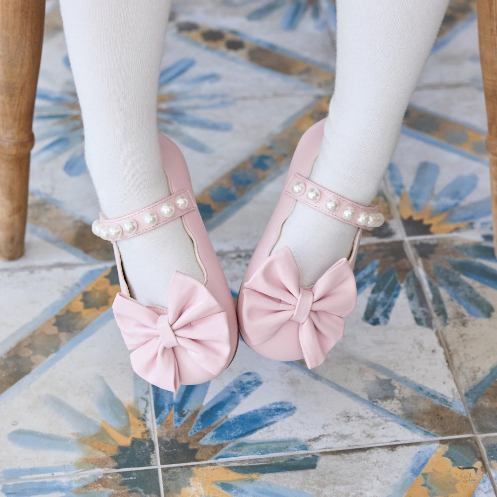 [Babyzzam] Girls' Milky Pearl Flats Pink [BB463-10009]