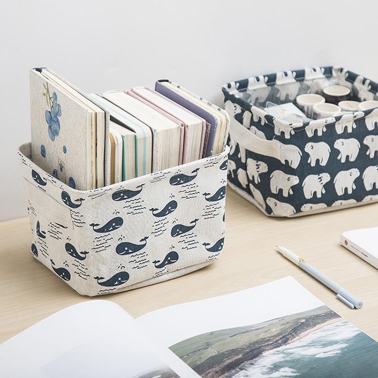 Fabric Storage Box Cotton and Linen Storage Box Desktop Storage Box Cosmetic Storage Basket Underwear Storage Basket