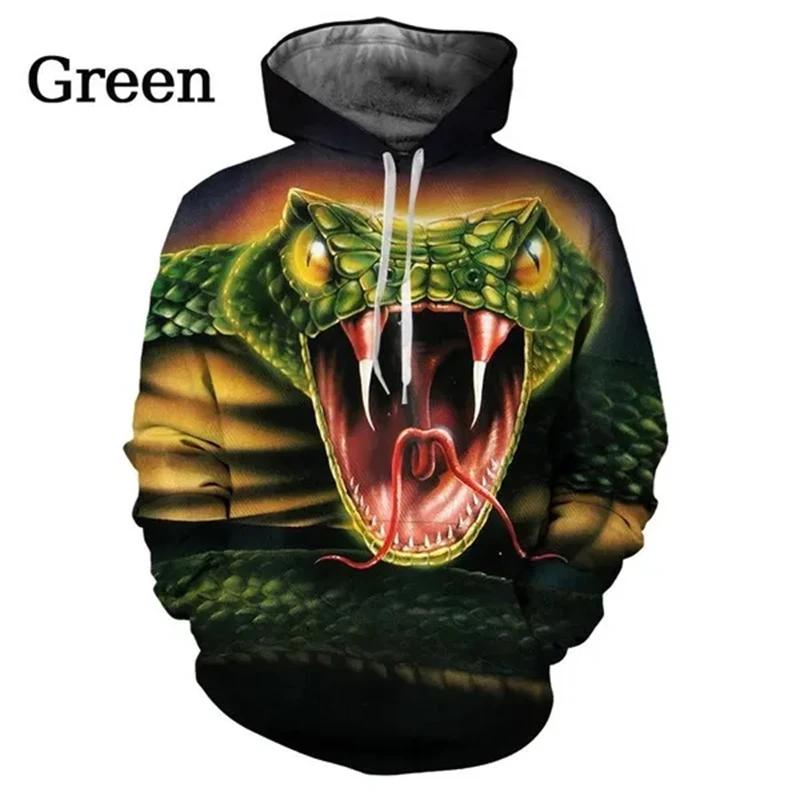 Fashion Men's Women 3d Snake Print Hoodie Personality Creative Snake Print Long Sleeve Top Hoodies Women Streetwear Hoodies