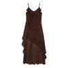French beautiful lotus leaf edge suspender dress women's summer temperament irregular seaside vacation waist a word skirt