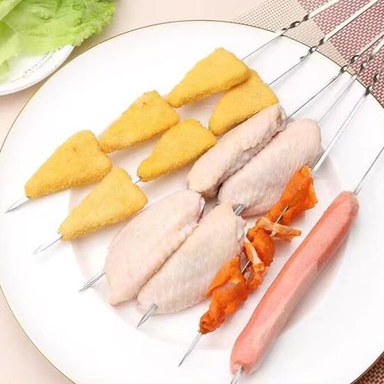 100/200Pcs BBQ Skewers Stainless Steel Heavy Duty Rust Resistant Metal Skewers Outdoor Barbecue Grill Skewers