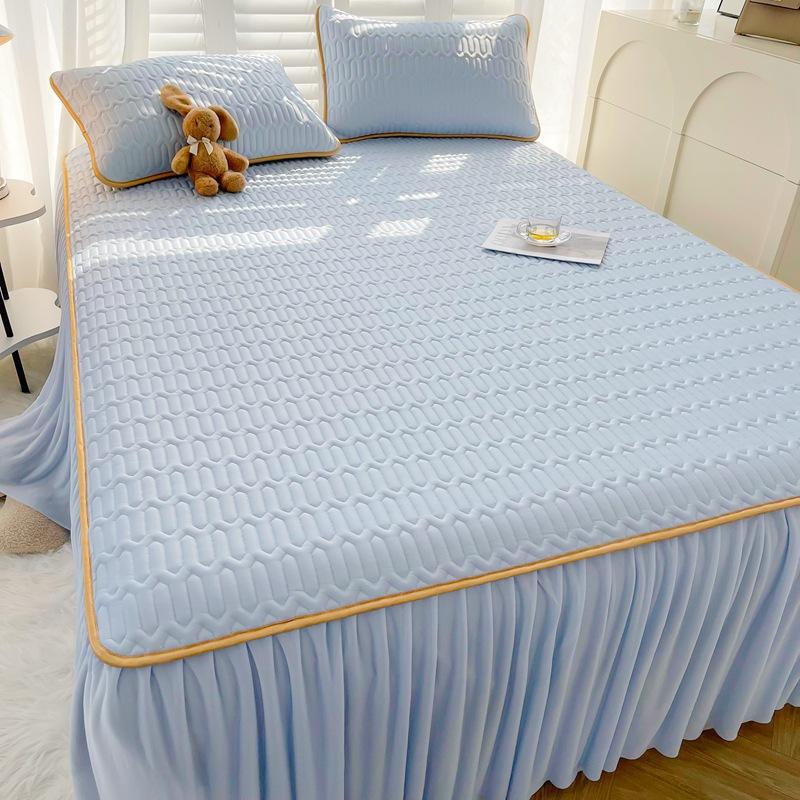 Sommer Kühlende Bettmatratzenbezug Weich Kühlendes Spannbettlaken Matratzenschoner Bezug Tagesdecke Bettrock Kissenbezug 3-teiliges Set
