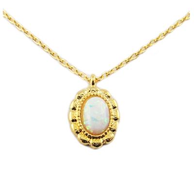 [R1402] - Handmade Gold Opal 'Sissi' Necklace - 10x7 Mm