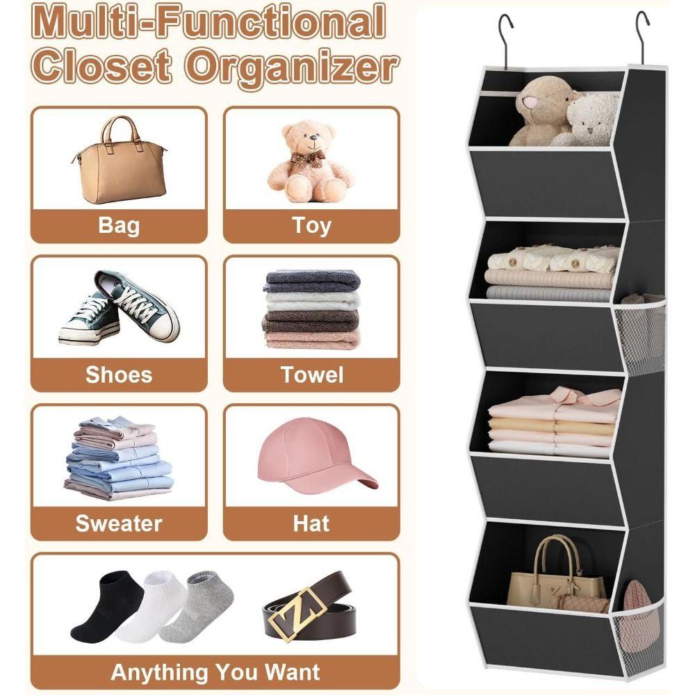 4 Tier Closet Storage Shelf Anti-Sagging Storage Bin Durable Clothes Storage Organizer Bedroom