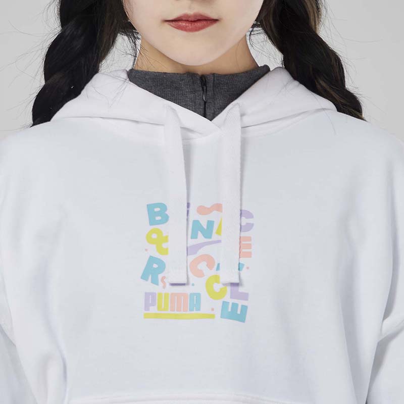 Puma Downtown Graphic Hoodie Women Tops White 531437-02