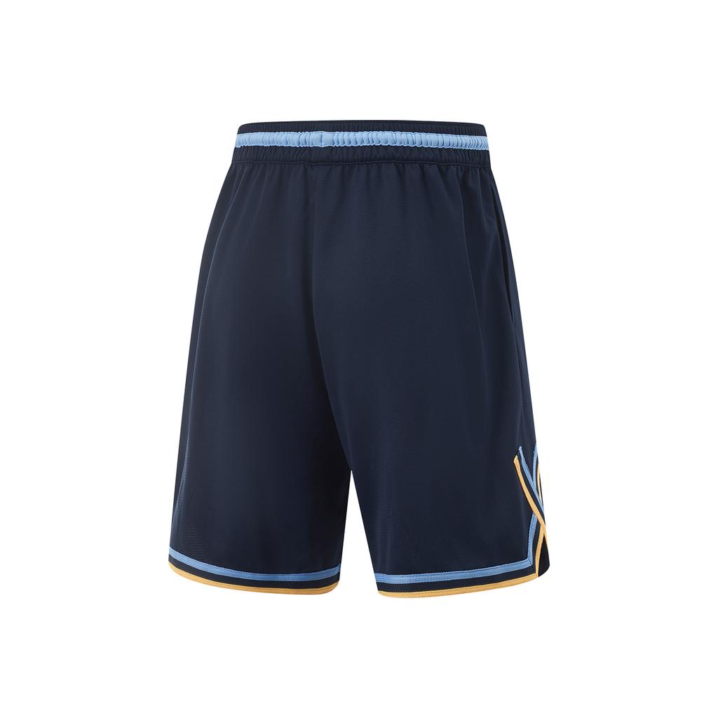 Li Ning Badfive Letter Splicing Mid-Rise Drawstring Breathable Versatile Basketball Shorts Men Shorts Deep-Navy-Blue AAPV023-7