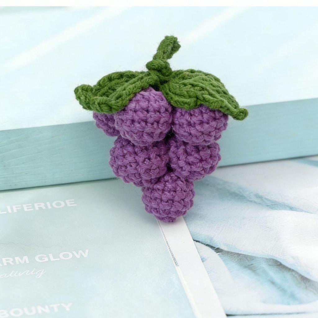 Hand-Knitted Apple & Persimmon Holiday Keychain Pendant