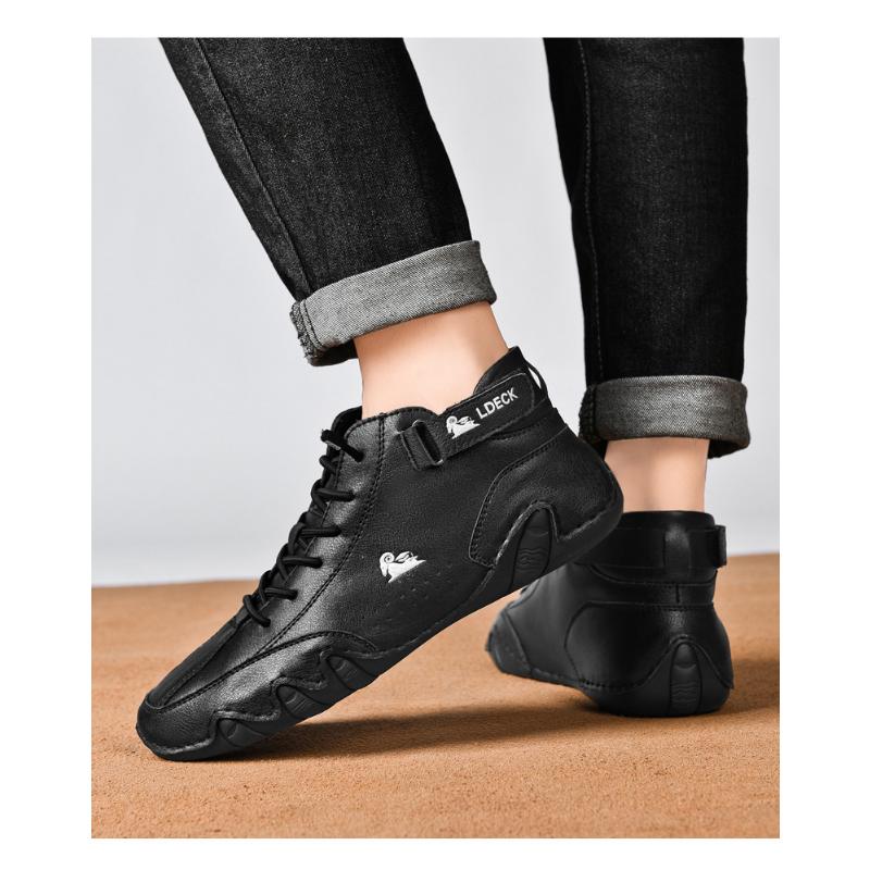 Leather Casual Sneakers for Men Motorcycle Shoes 2026 New In Waterproof High Top Men Boors Luxury Dress Loafers Shoes Footwear