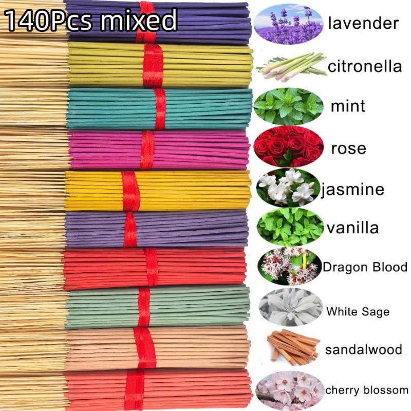 

140Pcs Mixed Aromatherapy Wood Sticks For Home Yoga Meditation Spa Atmosphere Lavender Sandalwood Vanilla Long-Lasting Fragrance 140Pcs