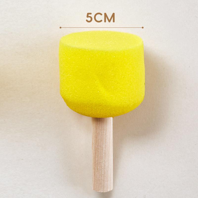 Wood Handle Mushroom Head Sponge Brush for Children's DIY Painting and Graffiti Art.