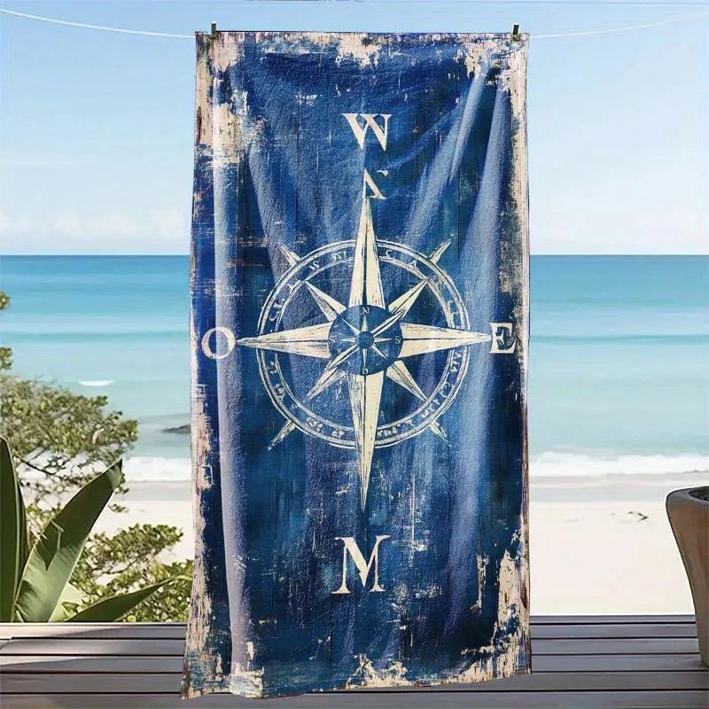 Telo da Spiaggia con Stampa Bussola Vintage: Ideale per Vacanze al Sole Adatto per Asciugamani, Asciugamani da Bagno, Asciugamani da Spiaggia