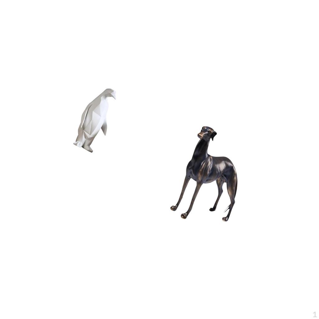 Elegant Resin Animal Figurine Sculpture for Home Decor Featuring Penguin And Greyhound Statue