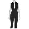 Women's 2026 Summer Draped Neck Backless Tie Bodycon Jumpsuit