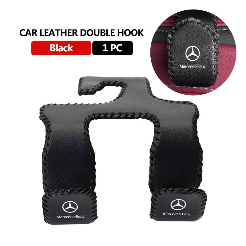 

GLC GLB Leather Car Seat Back Head Rest Double Hook Handbag Bracket For Mercedes Benz AMG A C E S G Class W201 W210 W108 W204 W