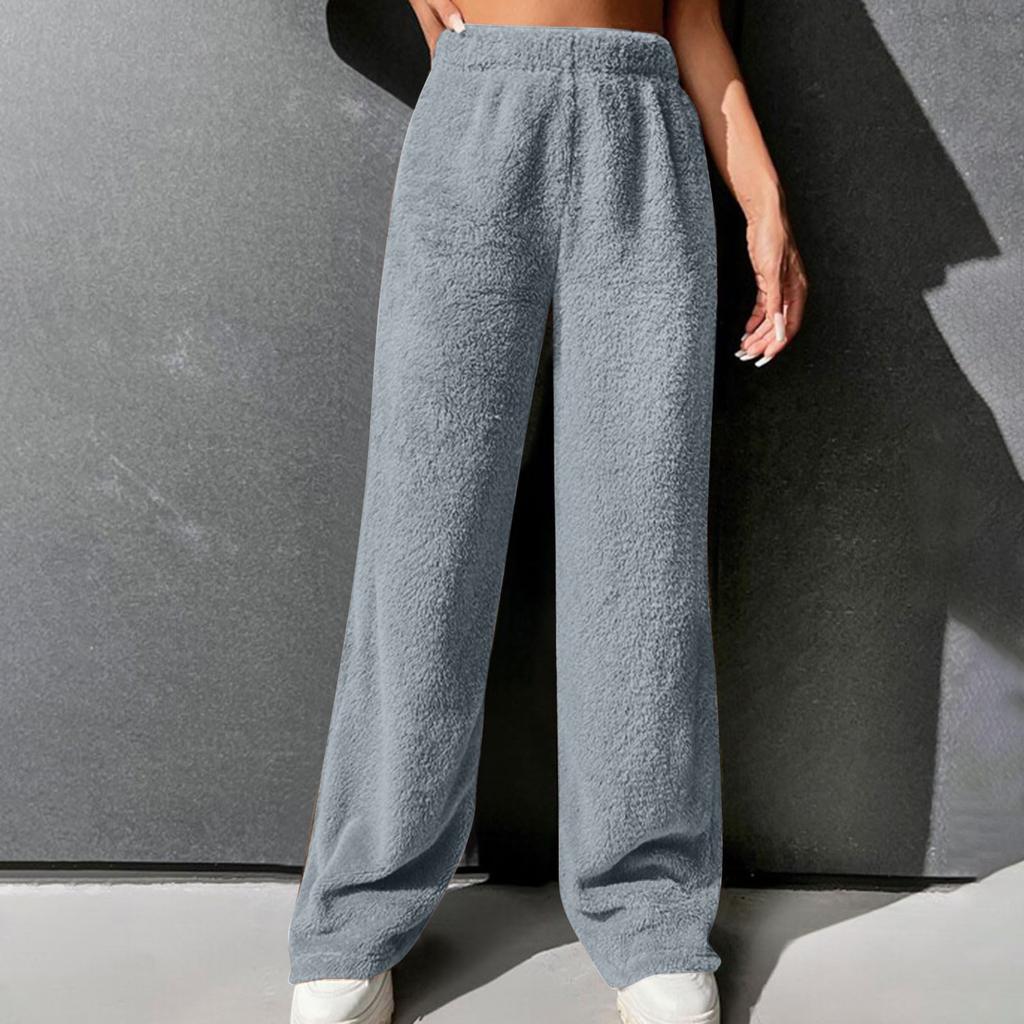 Women's Casual Elastic Waist Loose Plush Pants Beam Long Home Pants
