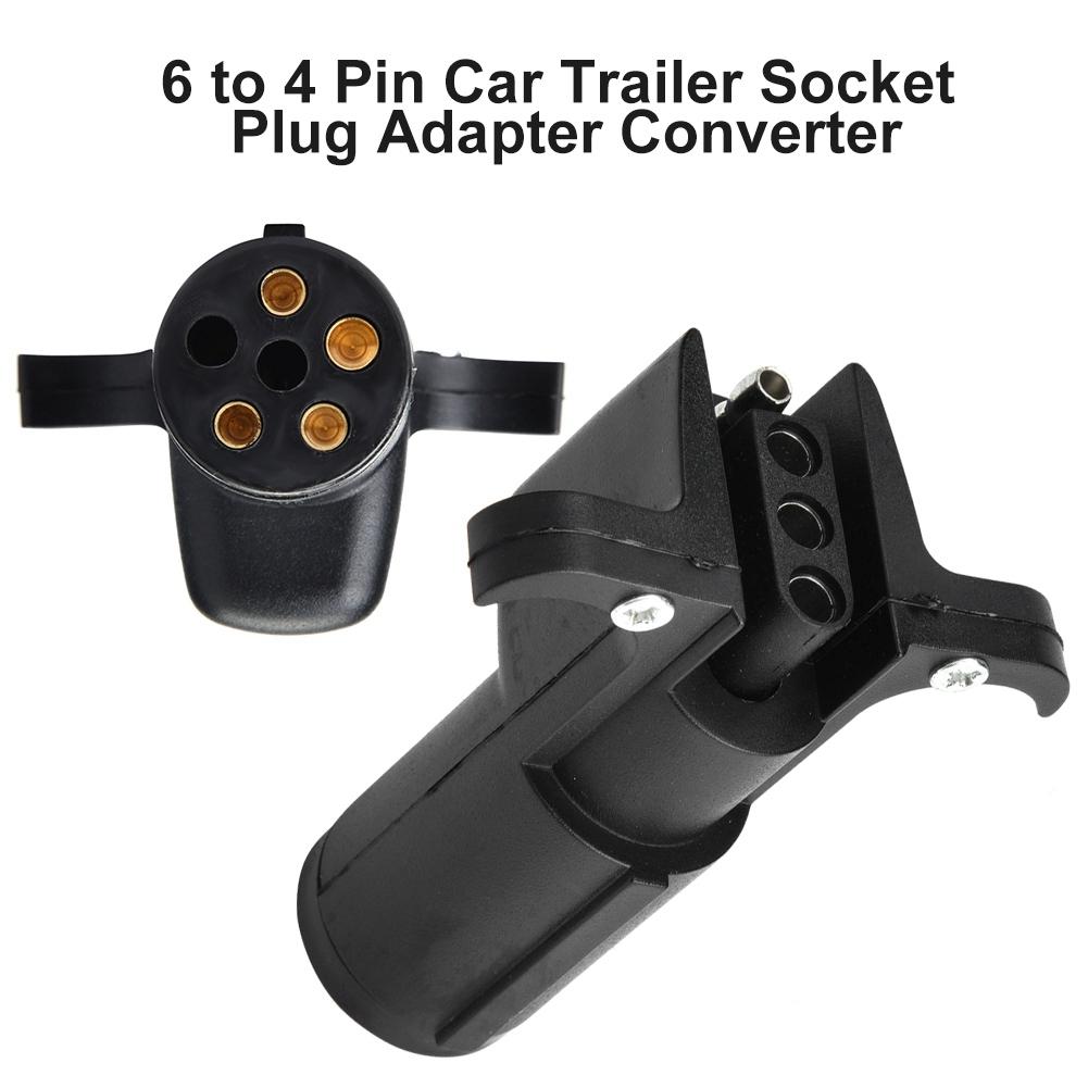 6 To 4 Pin Car Trailer Socket Plug Adapter Converter Caravan Towbar Towing Connector 12V
