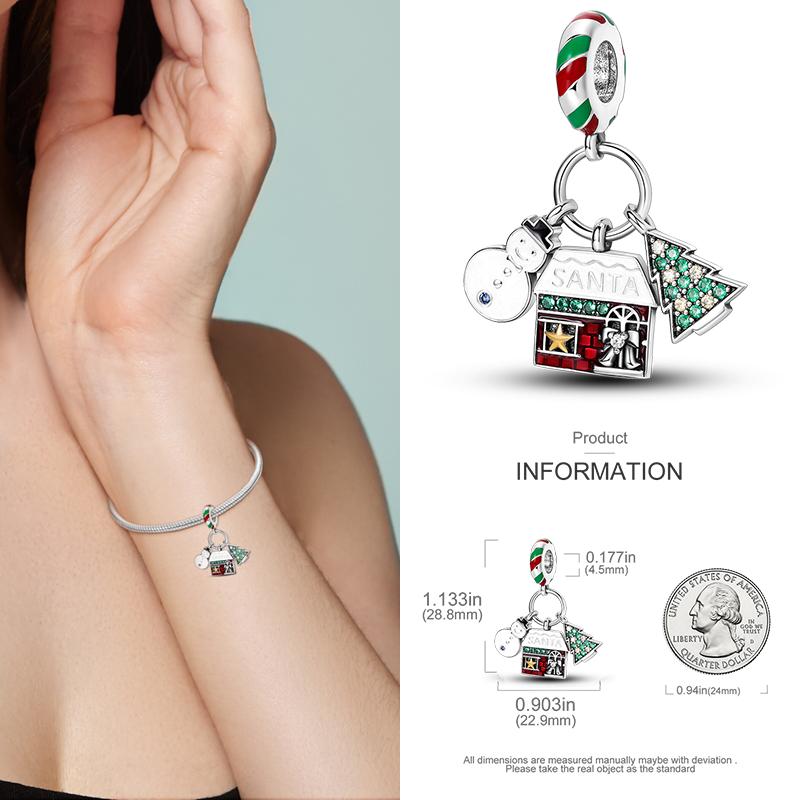 Copper Christmas Charm Beads Fit Original Bracelet Dangle Women Diy Jewelry Christmas Gifts