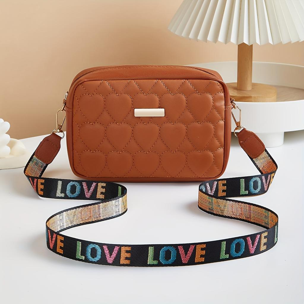 Classic Heart Pattern Bag Shoulder Bag | Women's Crossbody Bag, Large Capacity Square Bag