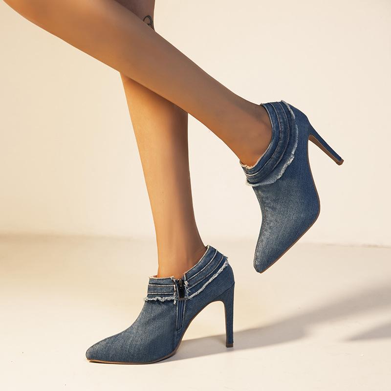 Fashion Hot Selling Women High Heels Shoes 2025 French Style Summer Vintage Pumps Pointed Toe Zipper Autumn Spring Shoes Fashion Pumps