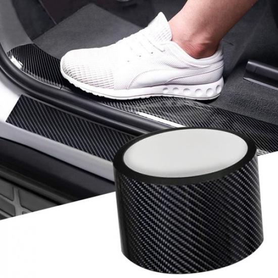 Car Door Sill Antiscratch Scuff Cover Sticker 5D Carbon Fiber Protector 10FT