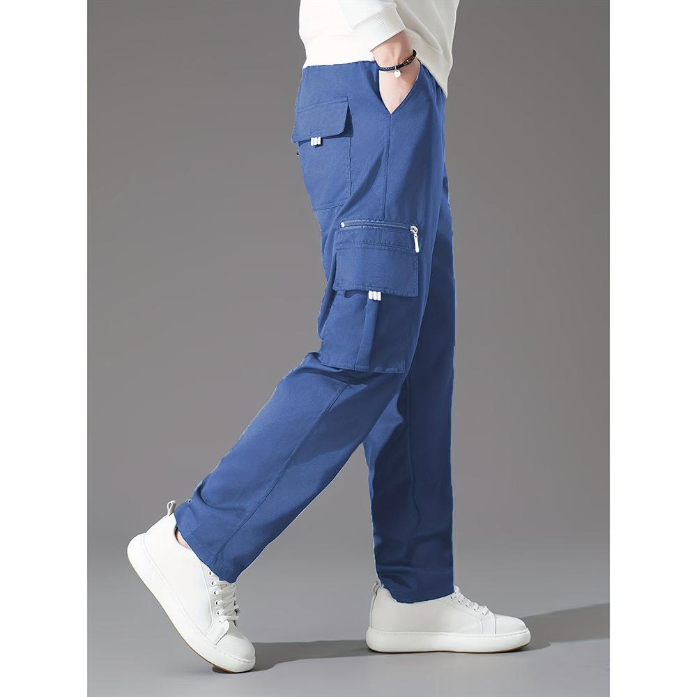 Multi-pocket tooling casual pants men's spring and autumn new straight sweatpants loose long pants