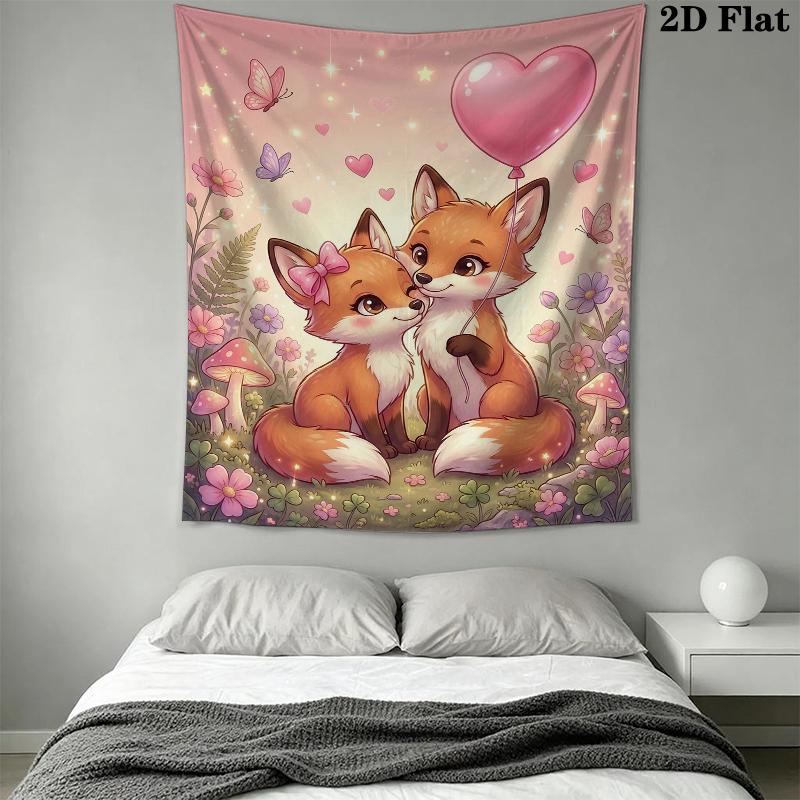 Cute Cartoon Animals Wall Tapestry Aesthetic Wall Hanging Printed Fabric Blanket Decorative Tapestries for Bedroom Living Room Home Decor