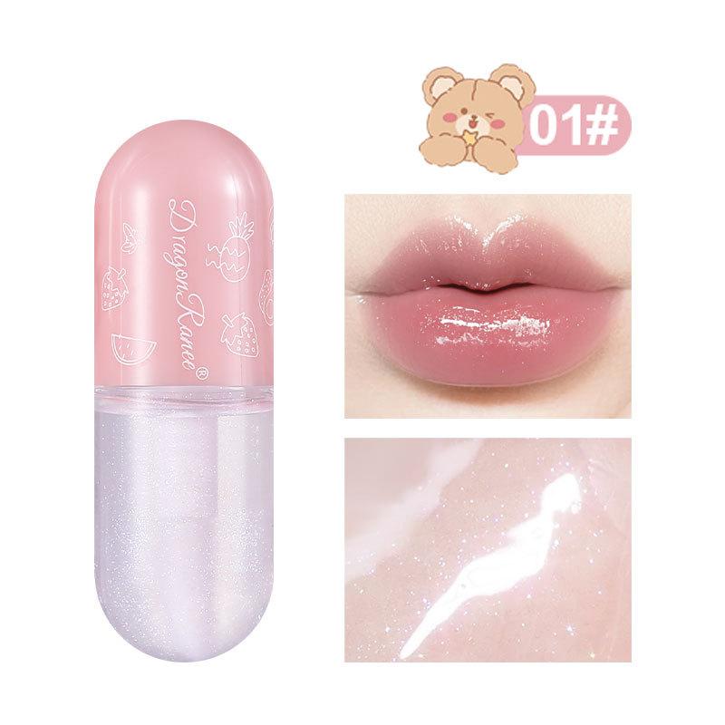 Dragon Ranee Mirror-effect Cute Bear Waterproof Lip oil,Your Go-To for Cute,Lasting Lips,Student-Friendly