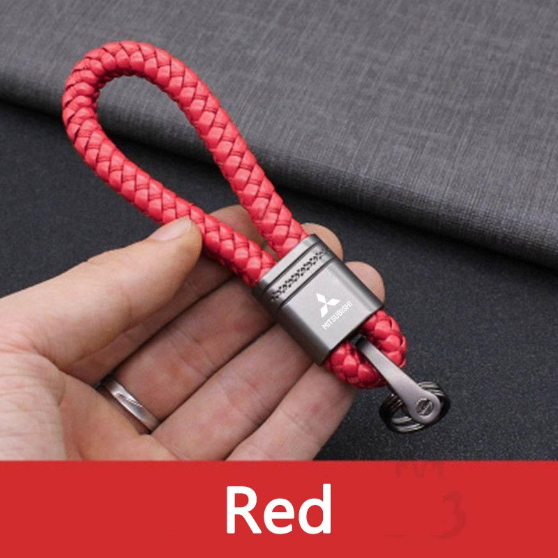 

New Car Braided Rope Keychain Metal Key Ring Accessories For Mitsubishi Ralliart Lancer EX Outlander ASX Competition Outlander червоний