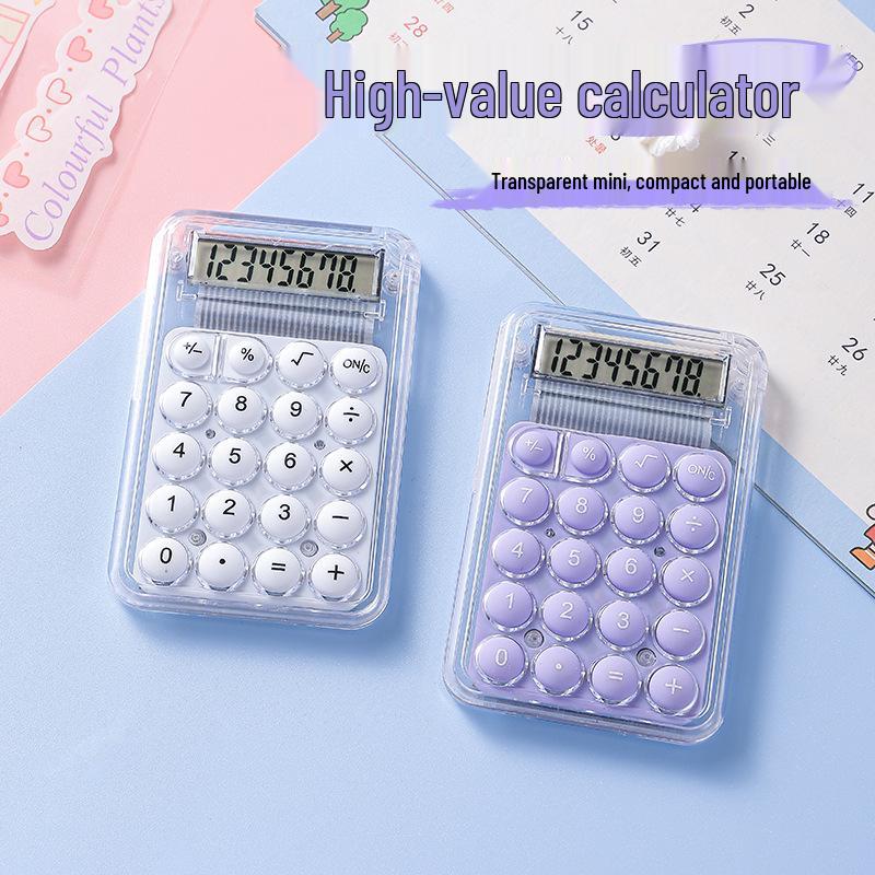 Adorable Mini Transparent Calculator - Handheld, Portable, Candy-Colored Student Gift