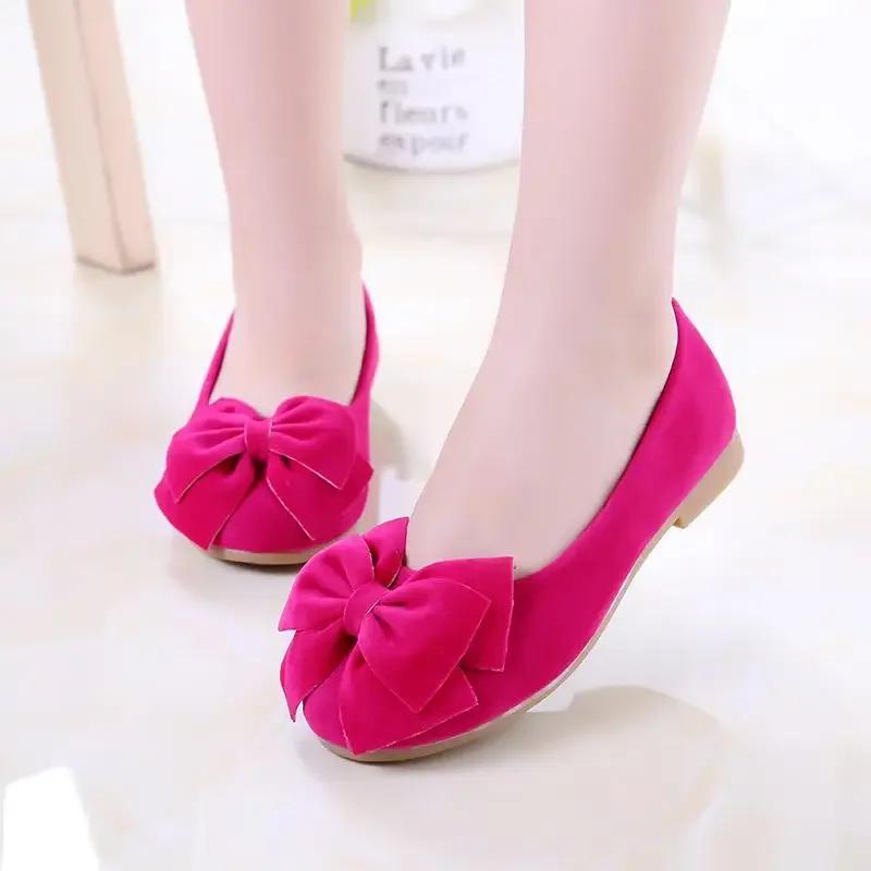 Kinder Lederschuhe Frühling Herbst Süße Ballerinas für Mädchen Weiche Sohle Vielseitig Kinder Prinzessin Mode Tanz Loafer