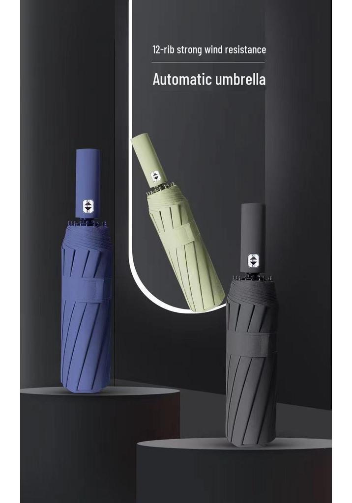 24-Rib Automatic Folding Umbrella for Women - Dual-Use Sun & Rain Protection, Strong & Durable