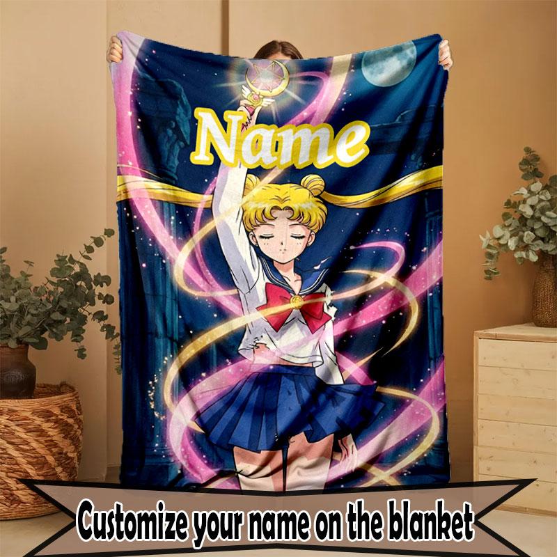 Benutzerdefinierte personalisierte Sailor Moon Druckdecke, Heimdekoration, Schlafzimmer, Sofa, Camping, Couch, Geschenke für Geburtstag Weihnachten
