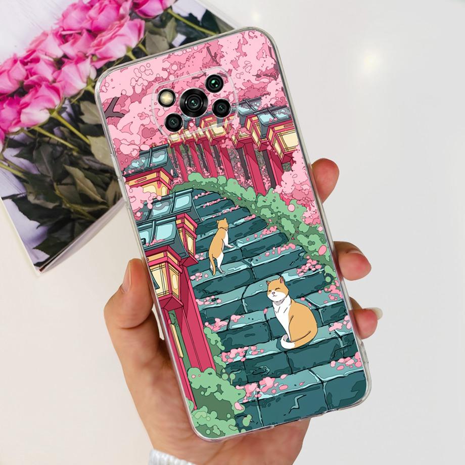 For Xiaomi Poco X3 Pro PocoX3 Case Soft Silicone Clear TPU Capa Fashion Latter Cartoon Cute Pattern For Xiomi Poco X3Pro x 3 Bag