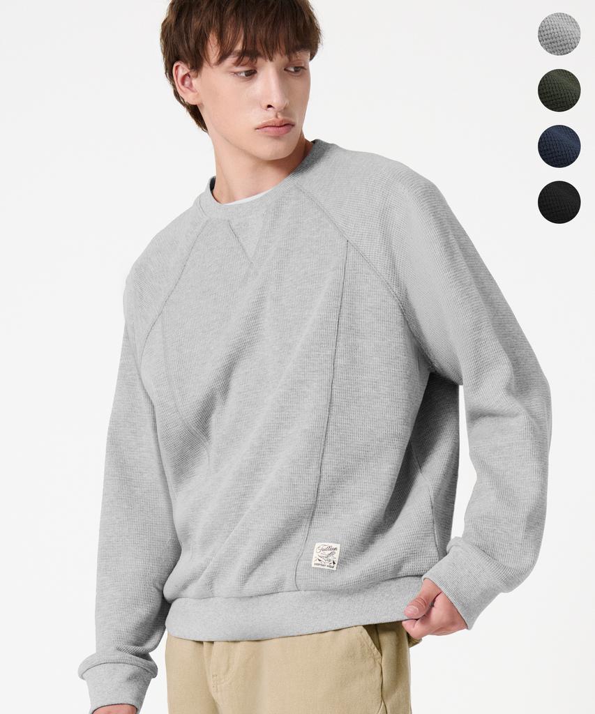 TRILLION Overlock Stitch Waffle Sweatshirt_4Color
