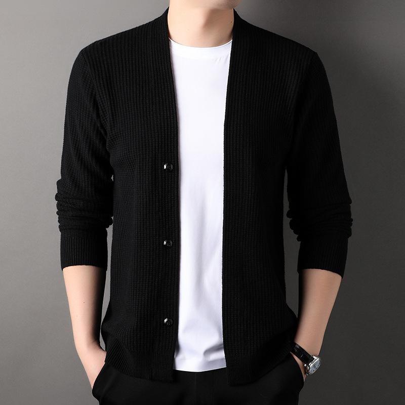 

Весна и осень новый мужской кардиган молодежный повседневный мужской вязаный свитер однотонный кардиган куртка 3XL