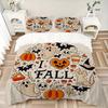 3pcs I Heart Fall Halloween Printed Duvet Cover Set (1 * Cover+2 * Pillowcase, Without Core), Suitable for Home Bedroom, Guest Room, Dormitory De